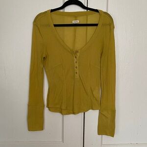 Anthropologie Pilcro mustard yellow Henley